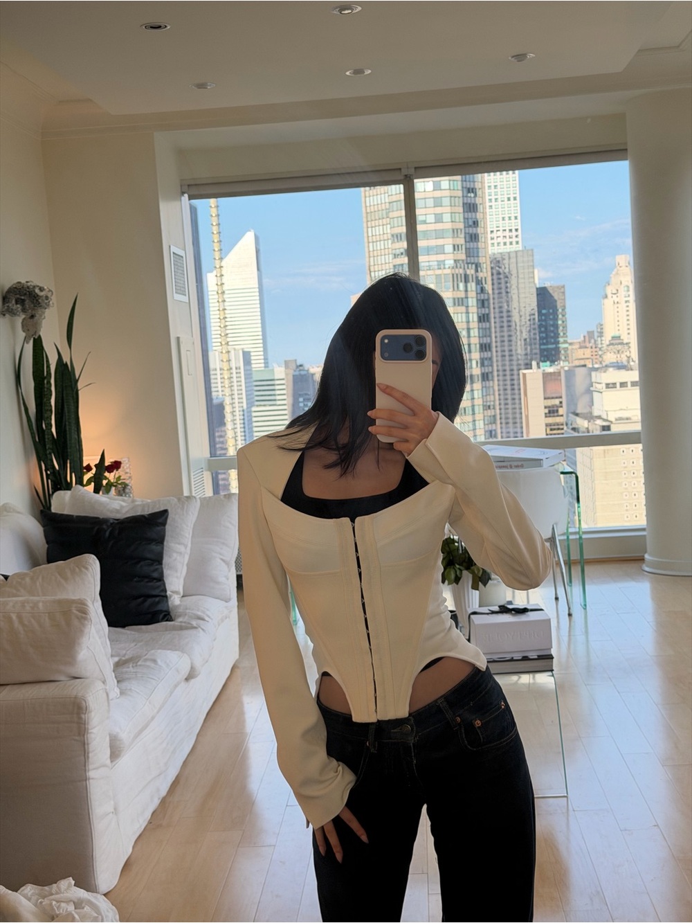 Dion Lee white arched bustier jacket in knit - Picture 3 of 6